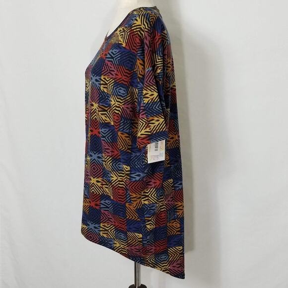 Lularoe Irma Womens Tunic Rainbow Tribal Geometric Square XXS NEW - Picture 2 of 7